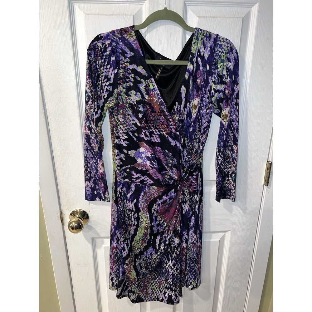 Laundry Shelli Segal Dress Womens sz 12 Python Snake Knot side twist faux wrap - Picture 7 of 7